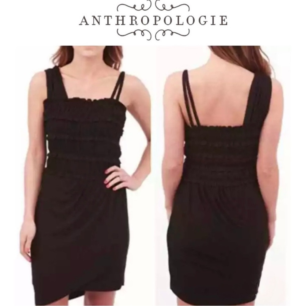Anthropologie NEW Leifnotes Black Asymmetric Mini Dress Size Medium NWT